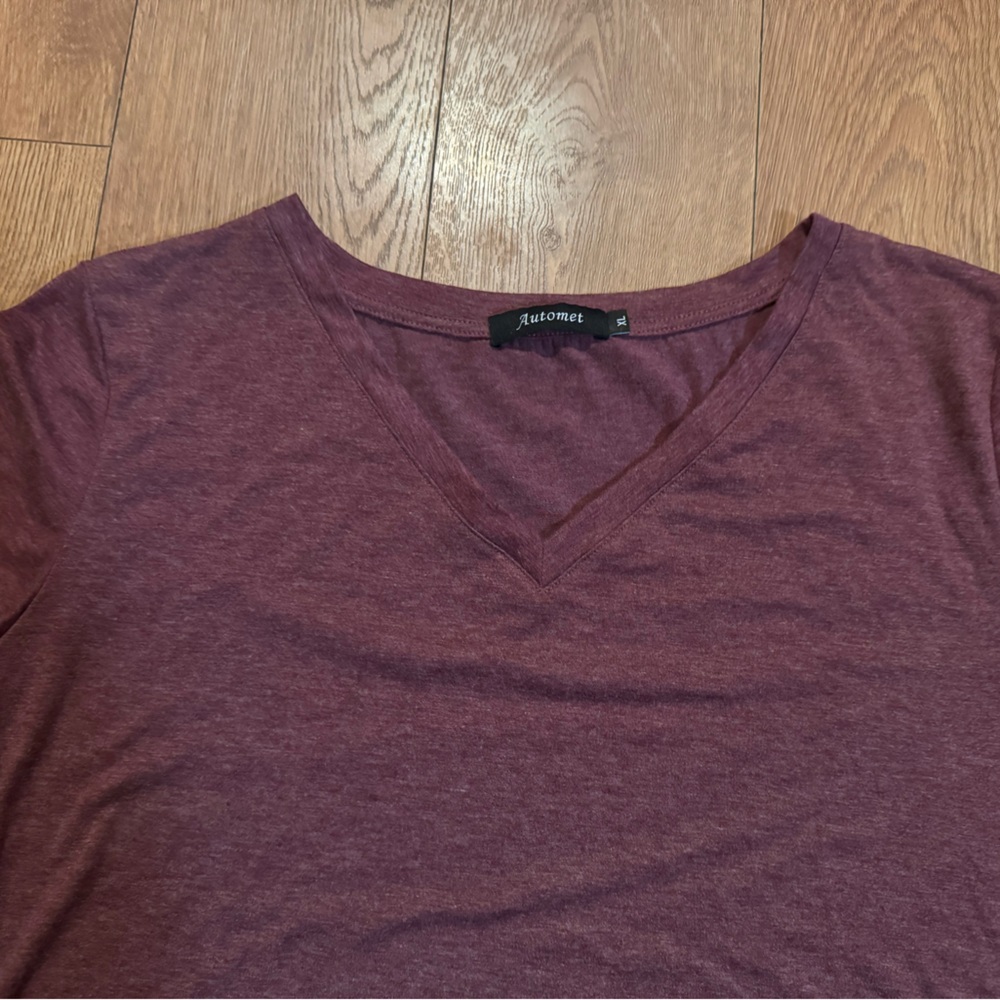 Automet Women’s XL T-Shirt Short Sleeve Casual Basic Tee Top - Picture 2 of 3
